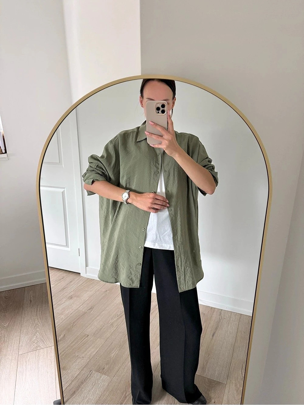 Zara Utility Button Front Shirt Jacket in Green Size Medium Like
